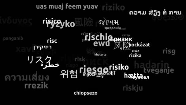 Riesgo Traducido Idiomas Mundiales Endless Looping Zoom Wordcloud Mask — Vídeo de stock