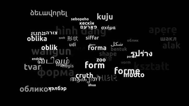 Vorm Vertaald Wereldwijde Talen Endless Looping Zooming Wordcloud Mask — Stockvideo