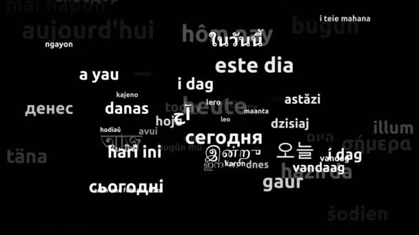 Today Translated Worldwide Languages Endless Looping Zooming Wordcloud Mask — Stock Video