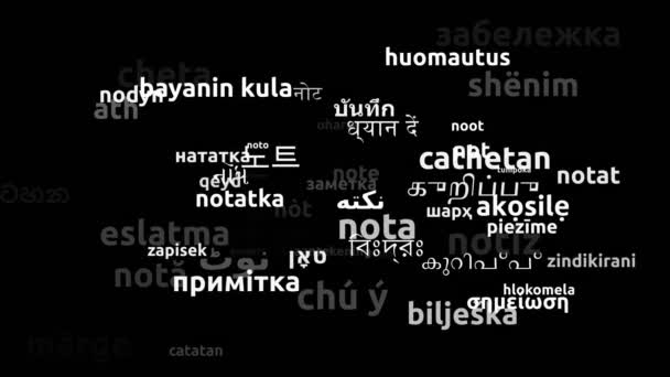 Notă Tradus Limbi Din Întreaga Lume Endless Looping Zooming Wordcloud — Videoclip de stoc