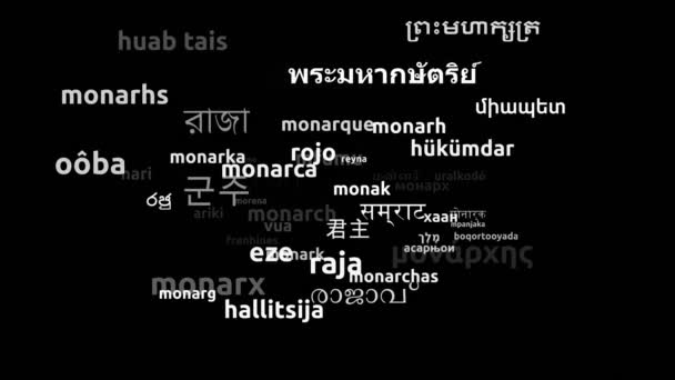 Monarch Traducido Idiomas Mundiales Endless Looping Zooming Wordcloud Mask — Vídeo de stock