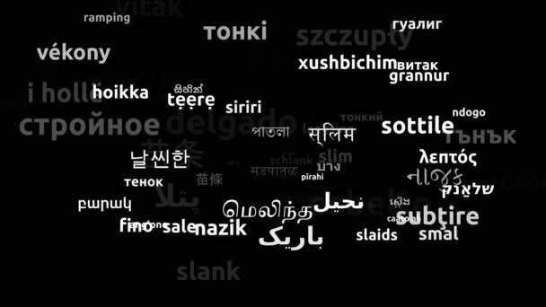 Schlank Übersetzt Weltsprachen Endlosschleife Zoomen Wordcloud Maske — Stockvideo