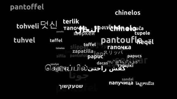 Slipper Vertaald Wereldwijd Talen Endless Looping Zooming Wordcloud Mask — Stockvideo