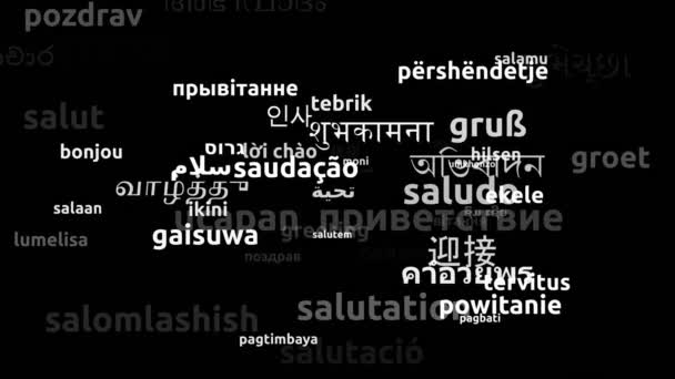 Saluto Tradotto Lingue Tutto Mondo Endless Looping Zoom Wordcloud Mask — Video Stock