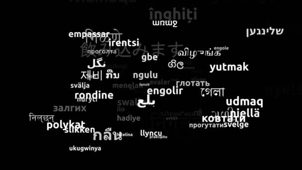 Kırlangıç Dünya Dilinde Çevrildi Sonsuz Döngüsüz Döngü Büyüyen Kelimeler Bulutu — Stok video