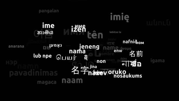 Navn Oversat Hele Verden Sprog Endless Looping Zooming Wordcloud Mask – Stock-video