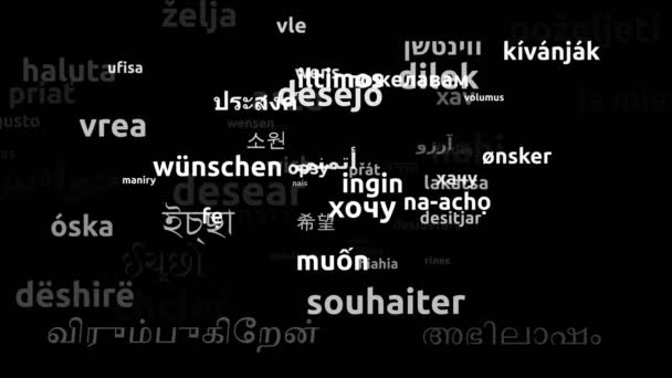 Wish Translated Világszerte Nyelvek Végtelen Hurkolás Zoom Wordcloud Maszk — Stock videók