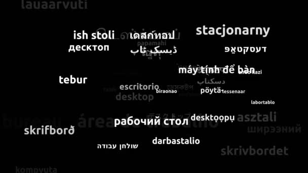 Escritorio Traducido Idiomas Mundiales Endless Looping Zoom Wordcloud Mask — Vídeos de Stock