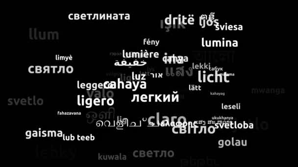 Luce Tradotta Lingue Tutto Mondo Looping Infinito Zoom Wordcloud Mask — Video Stock