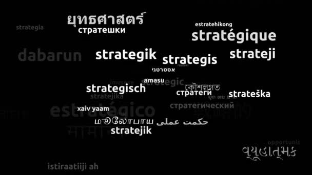Strategic Translated Worldwide Languages Endless Looping Zooming Wordcloud Mask — Vídeo de Stock