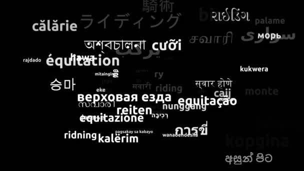 Riding Translated Worldwide Languages Endless Looping Zooming Wordcloud Mask — Stock Video