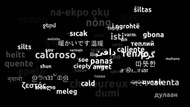 Warm Translated Worldwide Languages Endless Looping Zooming Wordcloud Mask — Stock video