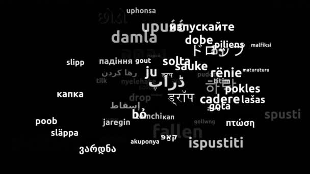 Drop Traducido Idiomas Mundiales Endless Looping Ampliación Máscara Wordcloud — Vídeo de stock
