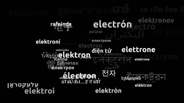 Elektron Dünya Çapındaki Dilde Çevrildi Sonsuz Döngüsüz Büyütme Kelime Bulutu — Stok video