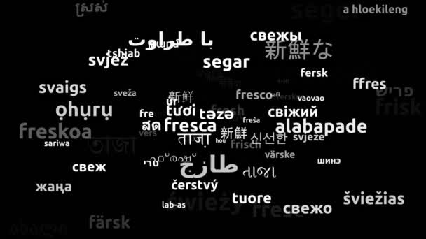 Fresco Tradotto Lingue Tutto Mondo Endless Looping Zoom Wordcloud Mask — Video Stock