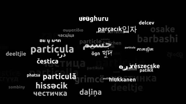 Partícula Traducida Idiomas Mundiales Endless Looping Ampliación Máscara Wordcloud — Vídeo de stock