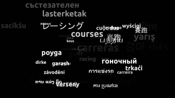 Racing Oversat Hele Verden Sprog Endeløs Looping Zooming Wordcloud Mask – Stock-video