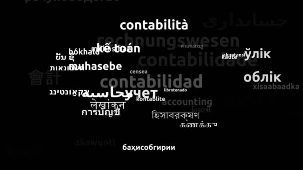 Contabilidade Traduzida Idiomas Todo Mundo Endless Looping Zooming Wordcloud Mask — Vídeo de Stock