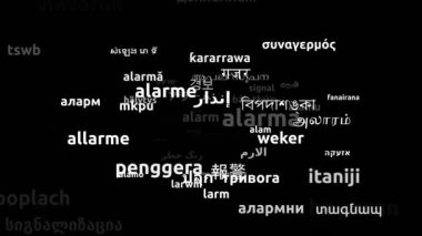 Alarm Dünya Çapındaki 60 Dilde Çevrildi Sonsuz Döngüsü 3d Büyütme Kelime Bulutu Maskesi