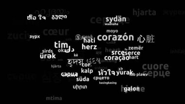 Kalp 77. Dünya Dilinde Çevrildi Sonsuz Döngüsü 3d Büyüyen Kelimeler Bulutu