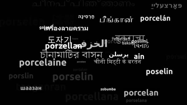 用49种世界语言无限大环路3D缩放Wordcloud掩蔽波纹翻译 — 图库视频影像