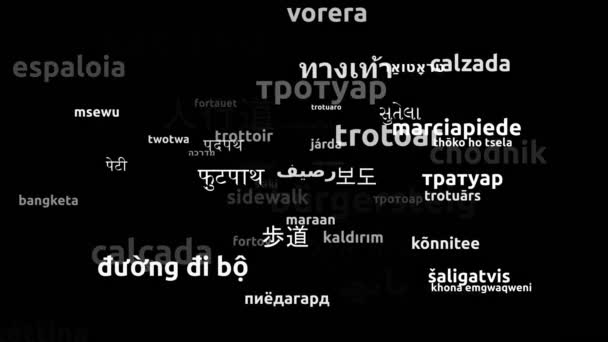 Lateralmente Tradotto Lingue Tutto Mondo Looping Infinito Zoom Wordcloud Mask — Video Stock