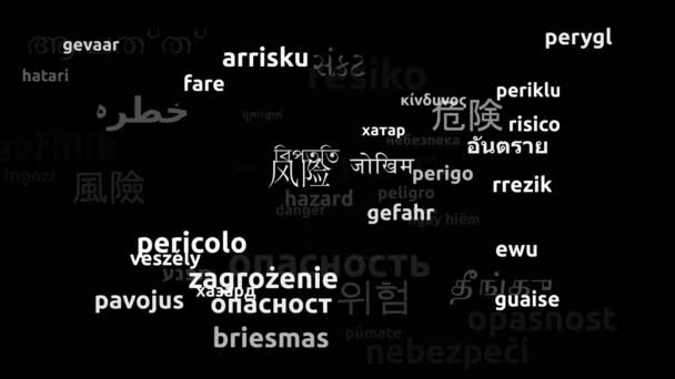 Κίνδυνος Μεταφράζεται Worldwide Languages Endless Looping Zooming Wordcloud Mask — Αρχείο Βίντεο