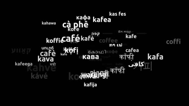 Café Traducido Idiomas Mundiales Endless Looping Zoom Wordcloud Máscara — Vídeo de stock