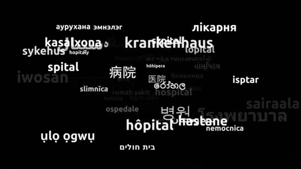 Hôpital Traduit Langues Dans Monde Entier Boucle Sans Fin Zoom — Video