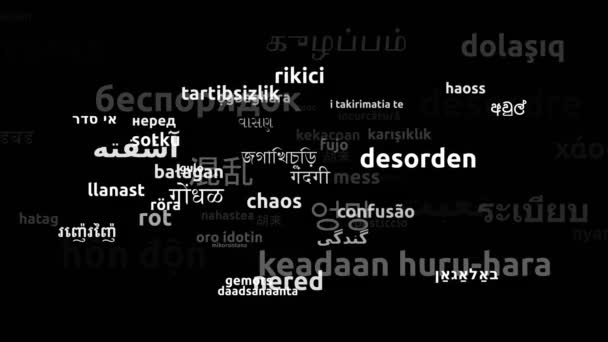 Mess Translated Worldwide Languages Endless Looping Ampliación Máscara Wordcloud — Vídeo de stock