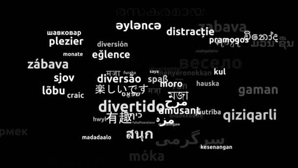 Diversión Traducida Idiomas Mundiales Endless Looping Ampliación Máscara Wordcloud — Vídeo de stock