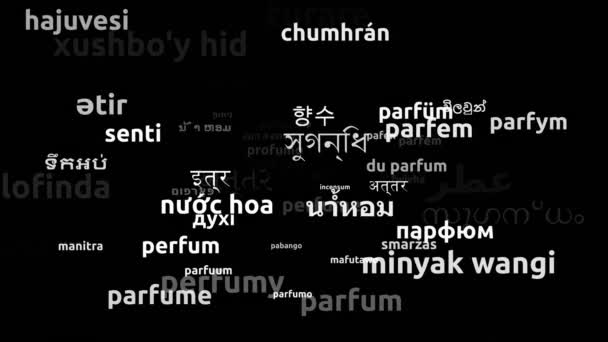 Parfum Vertaald Wereldwijd Talen Endless Looping Zooming Wordcloud Mask — Stockvideo