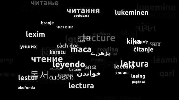 Lectura Traducida Idiomas Mundiales Endless Looping Zoom Wordcloud Mask — Vídeos de Stock