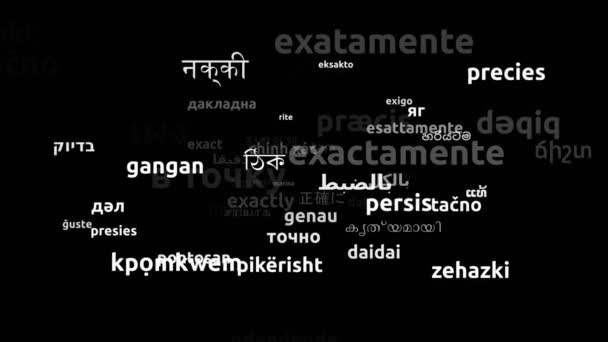 Exatamente Traduzido Línguas Mundo Inteiro Looping Infinito Zooming Wordcloud Máscara — Vídeo de Stock