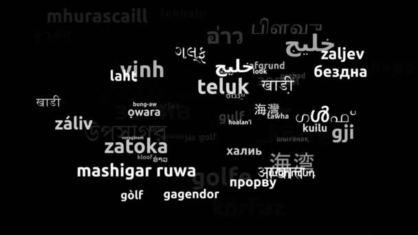 Gulf Translated Világszerte Nyelvek Végtelen Hurkolás Zoom Wordcloud Maszk — Stock videók
