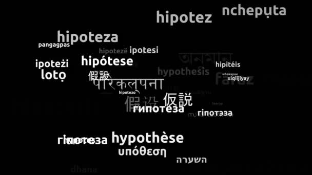 Hypothesis Translated Worldwide Languages Endless Looping Zooming Wordcloud Mask — Stock Video