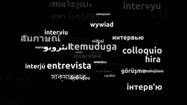 Entrevista Traduzida Worldwide Languages Endless Looping Zooming Wordcloud Mask — Vídeo de Stock