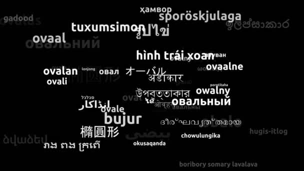 Oval Traducido Idiomas Mundiales Endless Looping Zooming Wordcloud Mask — Vídeo de stock