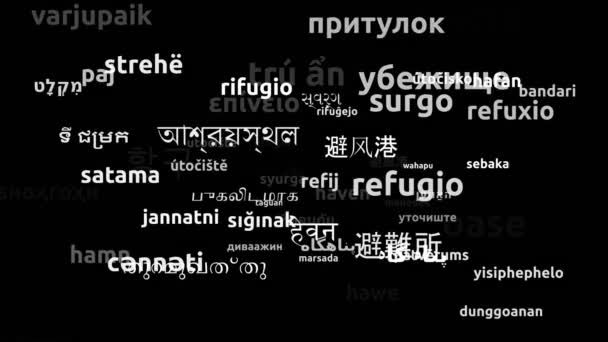 Haven Przetłumaczone Światowych Językach Endless Looping Zooming Wordcloud Mask — Wideo stockowe