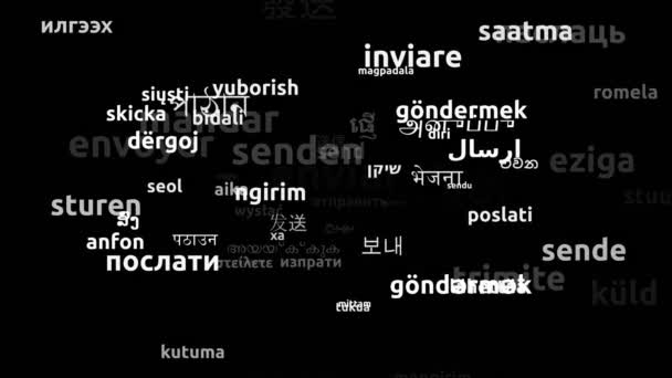 Send Translated Worldwide Languages Endless Looping Zooming Wordcloud Mask — Stock Video