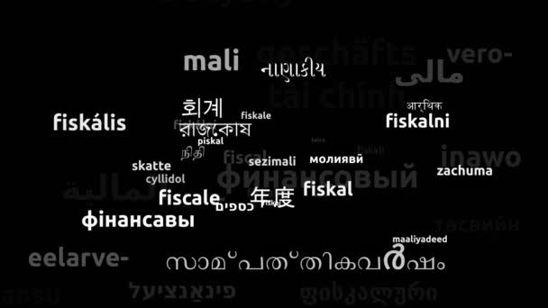 Fiscale Tradotto Lingue Tutto Mondo Looping Infinito Zoom Wordcloud Mask — Video Stock