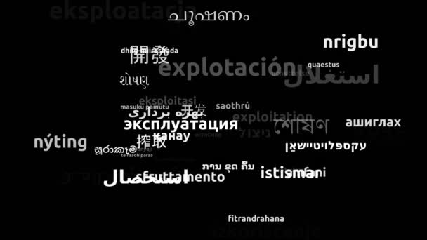 Explotación Traducido Idiomas Mundiales Endless Looping Zoom Wordcloud Mask — Vídeos de Stock