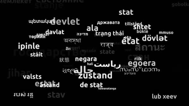 State Översatt Till Hela Världen Språk Endless Looping Zooming Wordcloud — Stockvideo