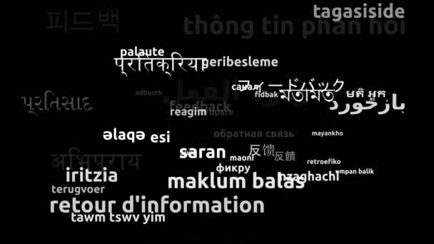 Feedback Översatt Hela Världen Språk Endless Looping Zooming Wordcloud Mask — Stockvideo