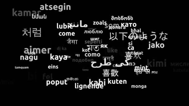 Como Traducido Idiomas Mundiales Endless Looping Zoom Wordcloud Mask — Vídeos de Stock