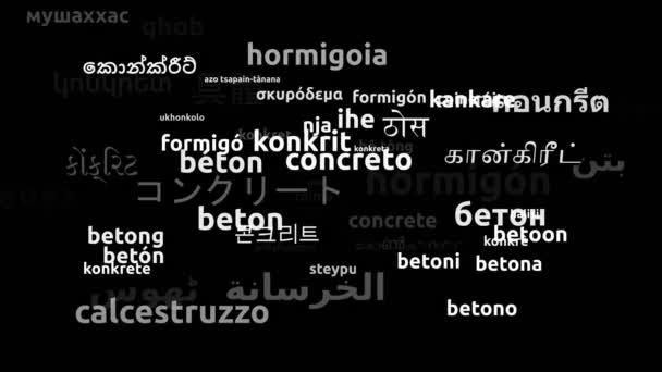 Dünya Dilinde Beton Çevirisi Sonsuz Döngülü Büyüyen Kelimeler Bulutu Maskesi — Stok video