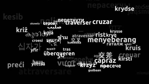 Cross Translated Worldwide Languages Endless Looping Zooming Wordcloud Mask — Vídeo de Stock