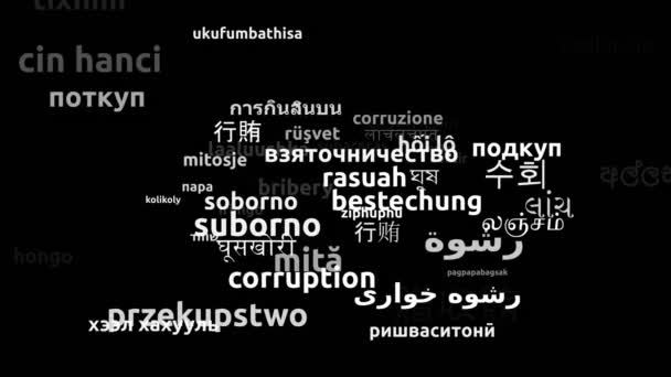 Soborno Traducido Idiomas Mundiales Endless Looping Zoom Wordcloud Mask — Vídeo de stock
