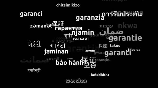 Garantia Traduzida Idiomas Todo Mundo Endless Looping Zooming Wordcloud Mask — Vídeo de Stock