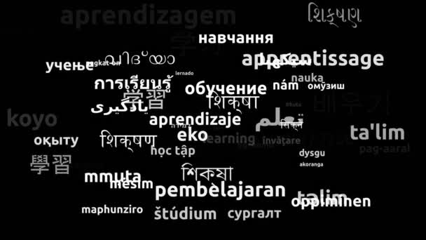 Aprendizaje Traducido Idiomas Mundiales Endless Looping Zoom Wordcloud Mask — Vídeo de stock